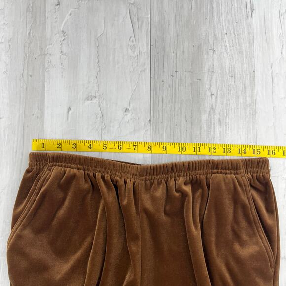 Blair Boutique Mid Rise Wide Leg Brown Velour Soft Cozy Pockets Pants Large - Picture 7 of 9